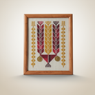 Framed golden wheat tatreez with coins