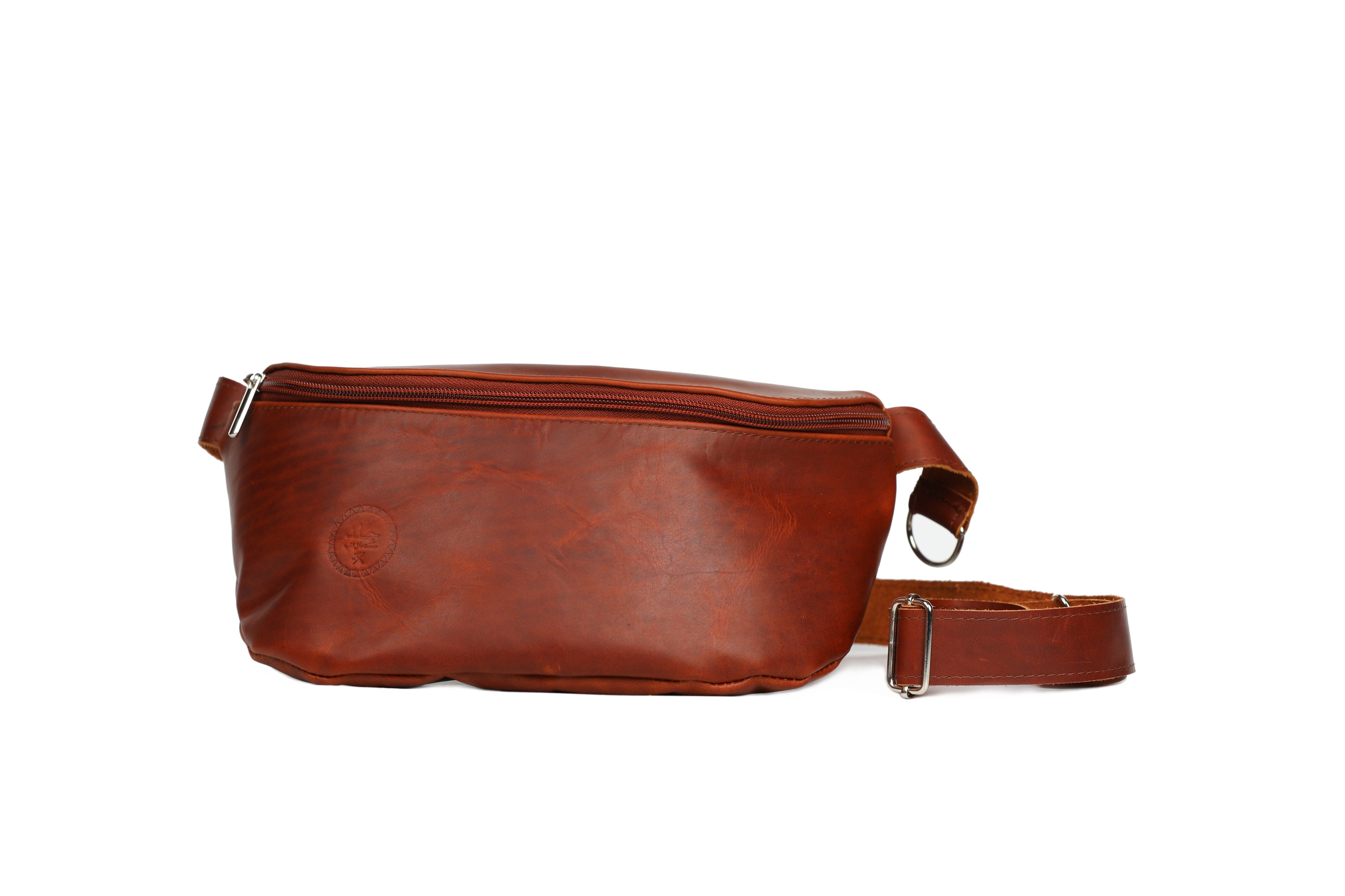 Leather Fanny Pack - Red Brown