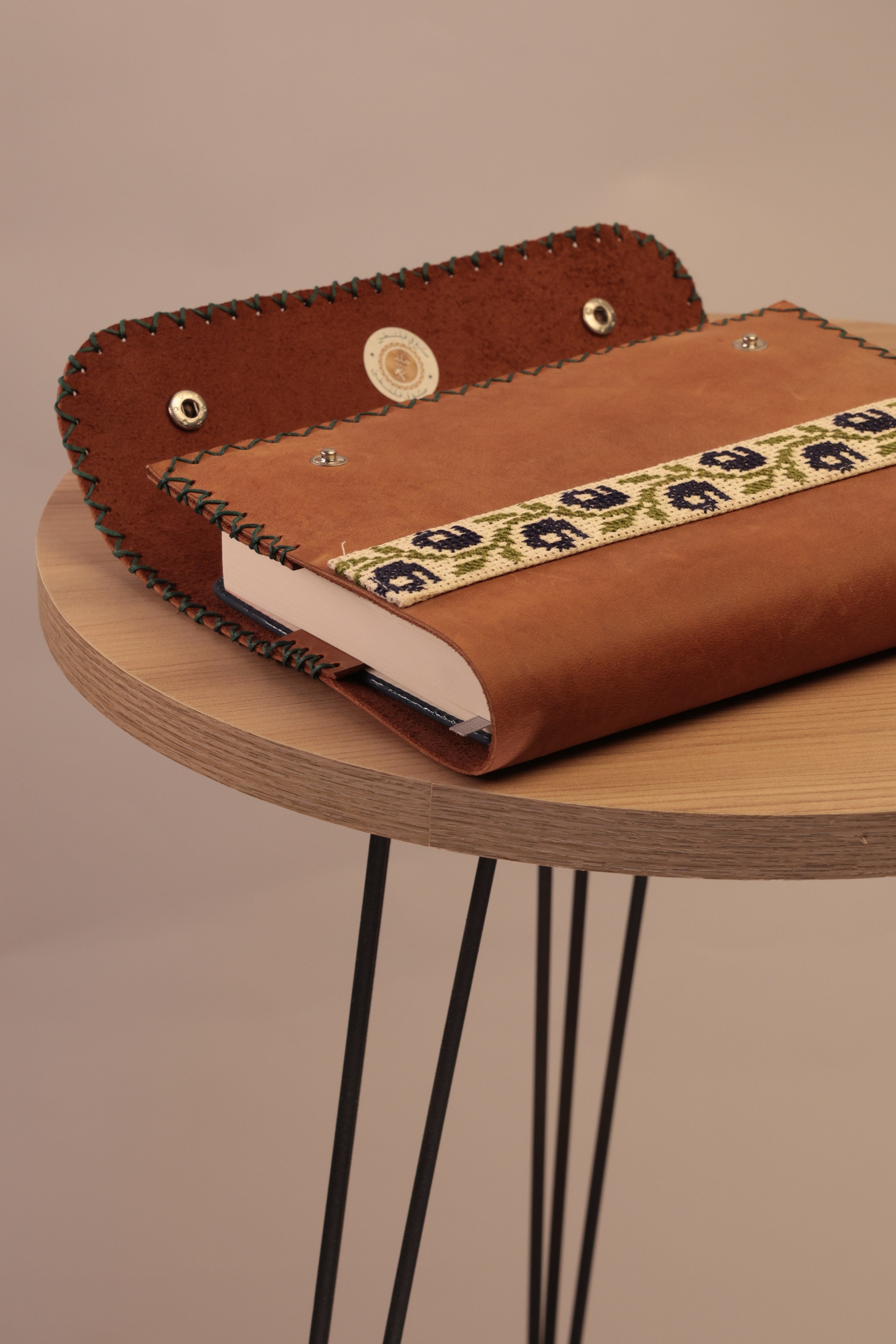Leather Journal - Woven Panel Tan